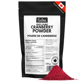 Taloa Cranberry Powder 150 g - Made in Canada with Cranberries from Nova Scotia - Pure Ingredient for Smoothies, Baking & More - No Additives, No Added Sugar