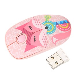 2.4GHz Wireless Mouse Cute Cartoon Pink Fox Pattern Laptop Silent Wireless Gaming Mouse Three Intelligent Sleep Modes Mice