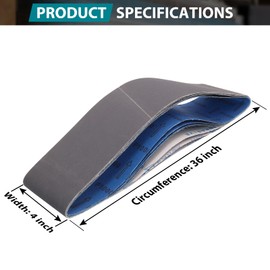 RUIHONGV 8 Pack 4x36 Inch Silicon Carbide Sanding Belts, 2 Each of 400 600 800 1000 Grit 4 x 36 inch Sanding Belt Assortment, 4" x 36" Belt Sander Sanding Belts for Metal Polishing Knife Sharpening