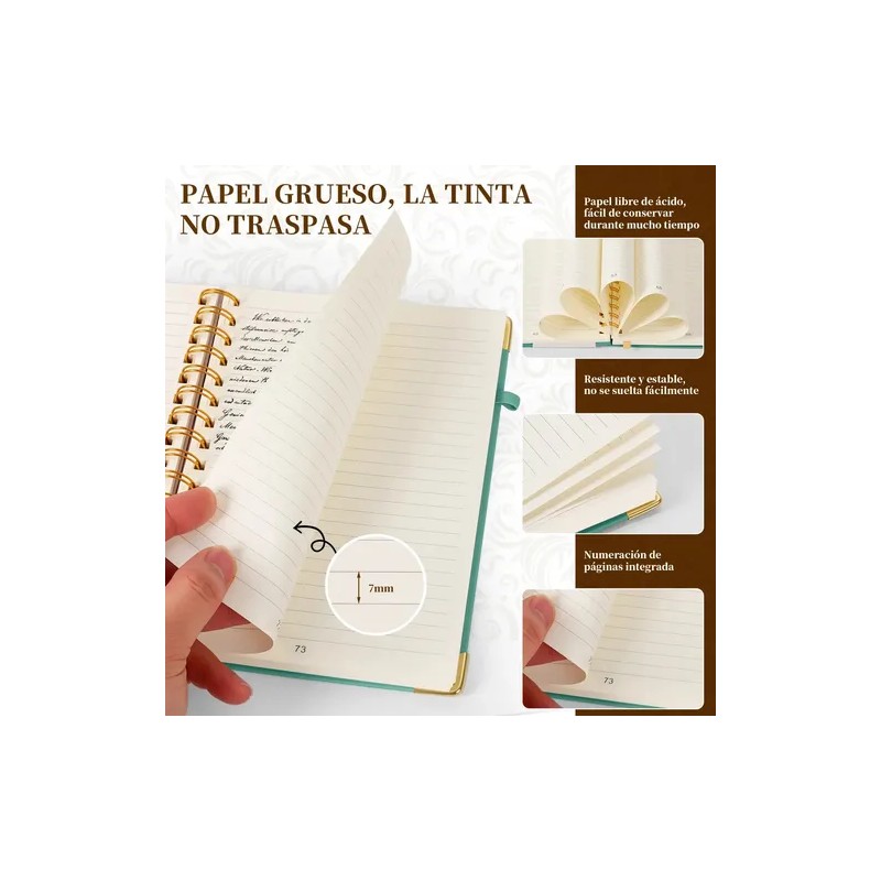 2pcs Libreta Pasta Dura, Cuaderno Profesional Libreta Verde Medianoche