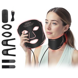 LED Face Mask Light Therapy with Red Light Therapy, Light Therapy Mask (Black)