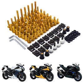 AnXin Motorcycle Fairing Bolt Kit 116pcs Fasteners Screws CNC Universal for GSXR 600 750 1000 YZF R6 R3 R1 SV650 ZX6R ZX10R ZX14 EX300 EX650R CBR600RR CBR1000RR CBR1100XX Gold