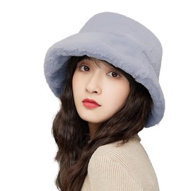 Furry Winter Bucket Hat Women Fluffy Fisherman Hat Cap Soft Faux Fur Winter Hat for Women Ladies Wool Bucket Hat Fuzzy Warm Hat Thermal Earflap Thicken Wide Brim Plush Hat Fedora Bowler Hat for Women