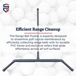 Standard Golf Range Ball Pusher | Efficient Cleanup for Practice Areas | Wide Head & Durable PVC Design