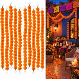 10 Tiras de Guirnaldas de Flores Artificiales de caléndula 1.5 m (10)