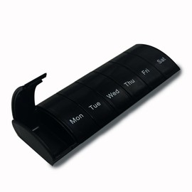 Coreint Pill Box, 7 Day Portable Pill Organiser,Weekly Organizer to Hold Vitamins,Pill Boxes 7 Day Pill Organiser for Cod Liver Oil, Supplements, Medication Travel Work,Gift for Parents (Black)