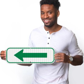 Sigo Signs Left Side Green Arrow Sign, - 6x18 Reflective