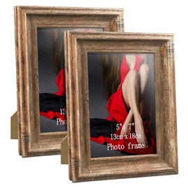 PETAFLOP Rustic Picture Frame, 13 x 18 cm, Set of 2, Wall and Table Picture Frame, Brown
