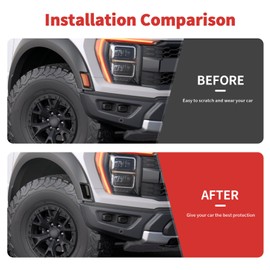 SQQP Wheel Eyebrow Light Lamp Cover Trim Kit Compatible with Ford F150 Raptor 2021-2025+(Smoked Black)