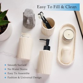 ALIMOTA Set Dispensador Jabón 300ml, 2 Vasos Cepillo  Plato Baño Cocina