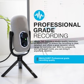JLab JBuds Talk USB Microphone, White, USB-C Output, Cardiod, Omni, Stereo, and Bi-Directional, 96k Sample Rate, Volume Control, Gain Control, and Quick Mute, 3.5mm AUX, Plug and Play