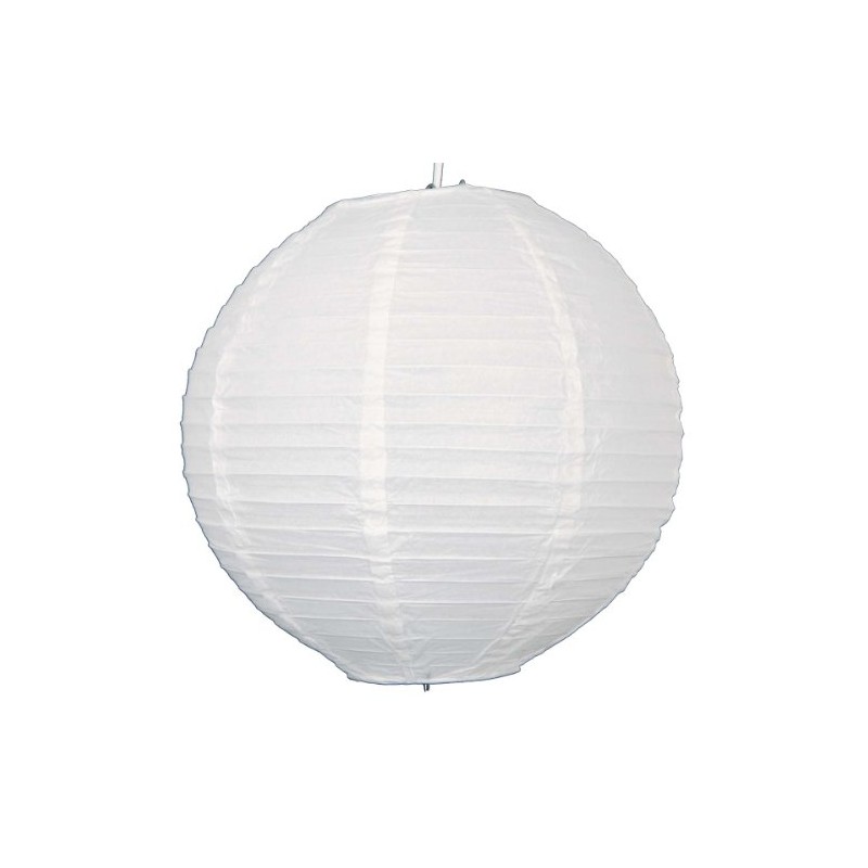 2 x 12" White round paper lantern with wire ribbing