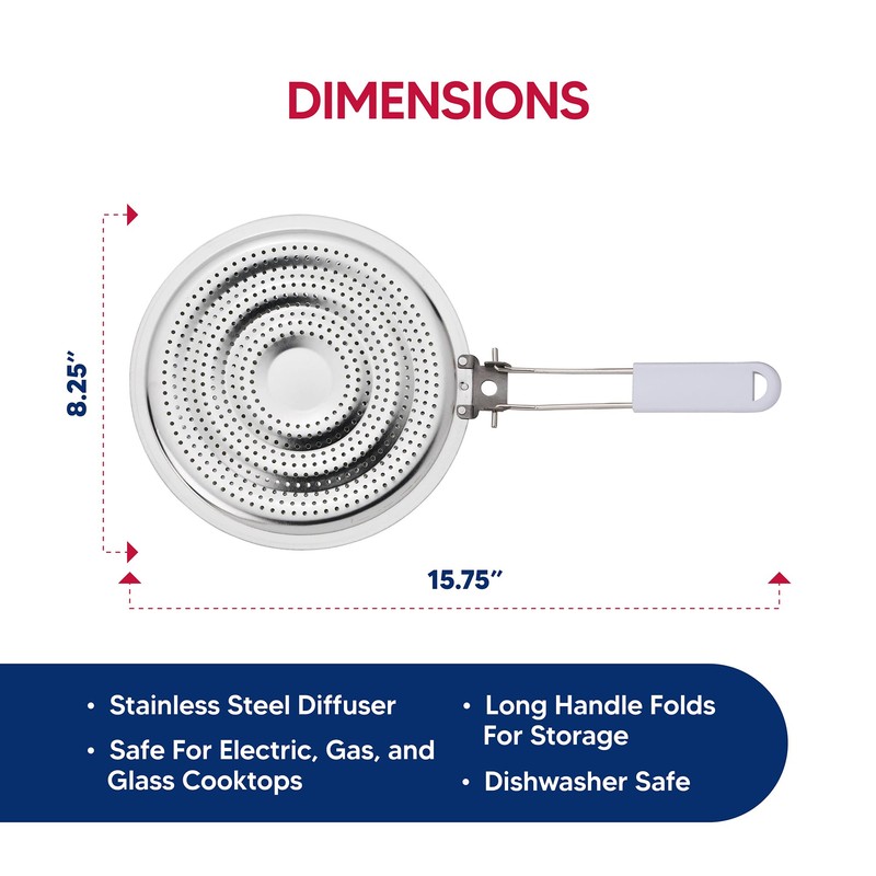HIC Kitchen Heat Diffuser Reducer Flame Guard With Removable Handle,