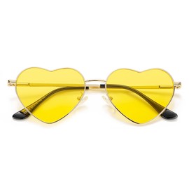 Dollger Polarized Heart Shaped Sunglasses, Vintage UV400 Protection Eyewear For Ladies, Retro Glasses Rimmed For Travelling Driving Metal Frame Sunglasses Womens Girls
