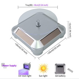 Soporte giratorio solar de 360°, pantalla giratoria de doble uso para luz de curado de resina UV, impresora 3D, LCD/SLA/DLP de energía solar, joyería giratoria, reloj de colección Hobby