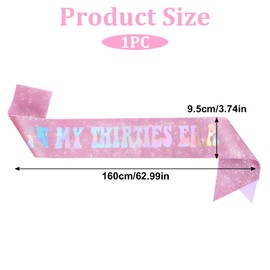 In My Thirties Era Sash with Pin, In My Birthday Era Birthday Sash, 63 Inch Thirties to Be Sash, Hot Pink Birthday Sash Decorations, Girl's Birthday Party Sash, 30s Birthday Party Sashes for Birthday