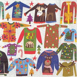 Ideal Home Range 20-Count Ugly Christmas Sweater Paper Cocktail Napkins, Multicolored