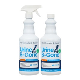 KINZUA ENVIRONMENTAL Urine B-Gone, Professional Enzyme Odor Eliminator & Pet Stain Remover, Human, Cat & Dog Urine Cleaner, Effective on Laundry, Carpets & More, Citrus Scent, 32oz, Pack of Two