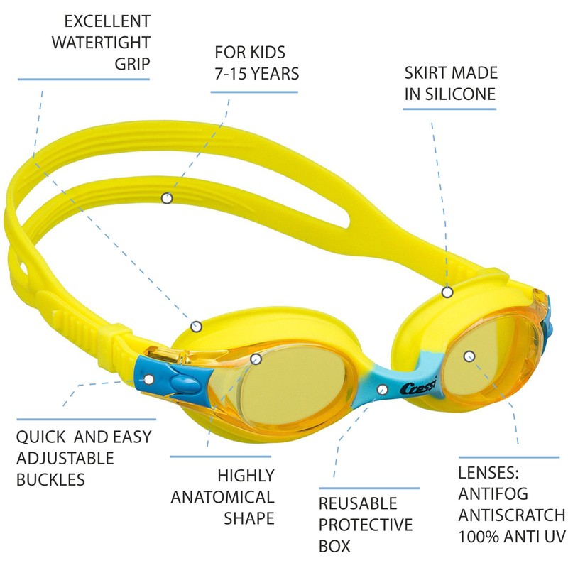 Cressi Dolphin 2.0, Amarillo/Azul, Yellow Lens