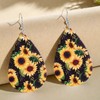 YINCUO Sunflower Earrings for Women Leather Teardrop Dangle Drop Jewelry