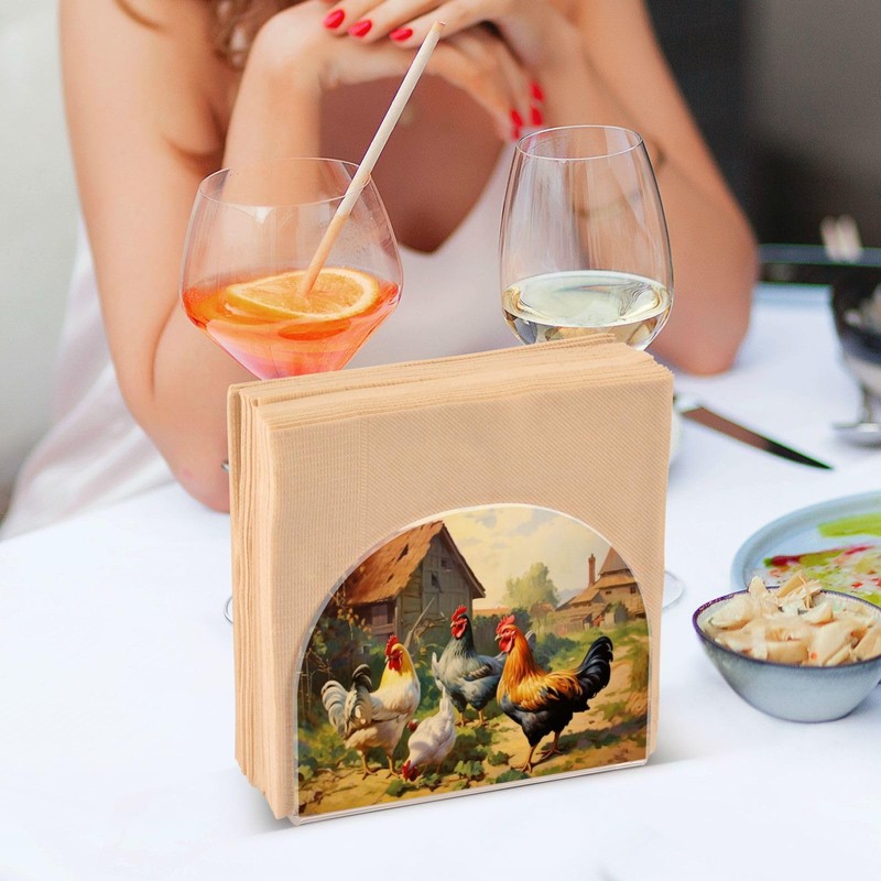 YETTASBIN Rooster Napkin Holder for Table, Acrylic Upright Non Slip