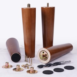 8 Inch Heavy Duty Solid Wood Furniture Legs Set of 4 - Replacement Couch Legs & Risers for Sofa, Table, Cabinet, Bench(Walnut Finished)