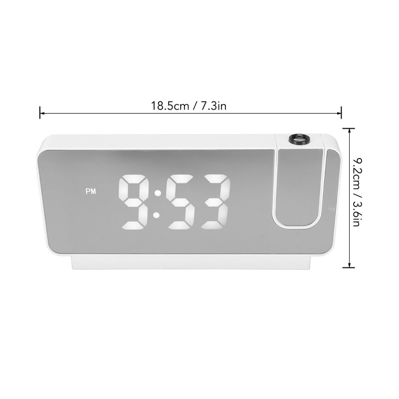 Projection Alarm Clock Time Date Temperature Display 180 Degree Wide
