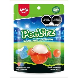 Amos Peelerz Edición Limitada Futbol Gomitas Pelables Sabor Fresa y Frambuesa 65g