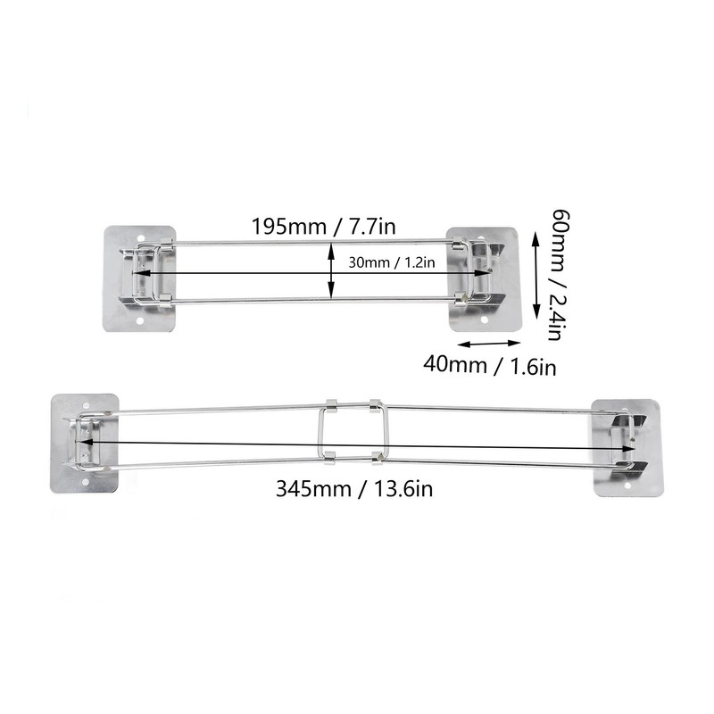 195‑345mm RV Shower Corner Storage Bar Stainless Steel Adjustable Bathroom