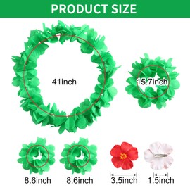 Furutonhe Women Hawaiian Costume Dress with Flower Hair Clip Luau Leis Accessories Cosplay Outfit X-Small
