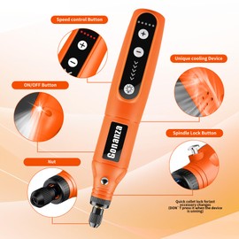 GONANZA Mini Cordless Rotary Tool Kit - 5-Speed, 3.7V Power Supply with LED Light 62 Accessories for Engraving, Sanding, Polishing, Type-C Rechargeable Perfect for DIY Crafts and Precision Work