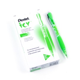 Pentel Icy Mechanical Pencil, 0.5mm, Tinted Lime Green Barrel, Box of 12 (AL25TK)
