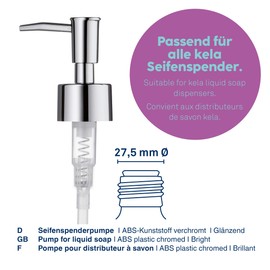 Kela 20630 Soap Dispenser Pump, Chrome, Lina Pump, Shiny