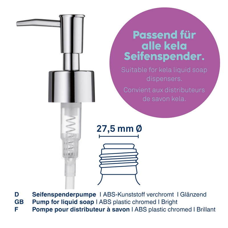 Kela 20630 Soap Dispenser Pump, Chrome, Lina Pump, Shiny
