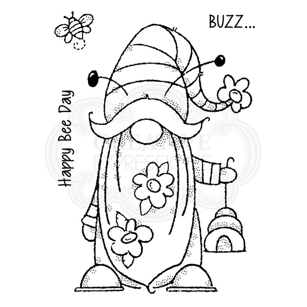 Woodware FRS843 Clear Singles Bee GNOME Transparent Photopolymer Stamp, Sticks