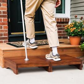 HOSASSPER Wood Platform Step Stool, 23.6" Durable Mobility Stepping and Stair Assist Indoor & Outdoor for Adults & Elderly, Heavy Duty/Non-Slip Step Stool for Handicap, Bedroom, Kitchen