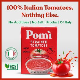 Pomì Strained Tomatoes 13.8oz (Pack of 12) - Creamy, Velvety Italian Tomato Puree, No Additives or Preservatives - BPA-Free Pureed Tomatoes Made from 100% Fresh Italian