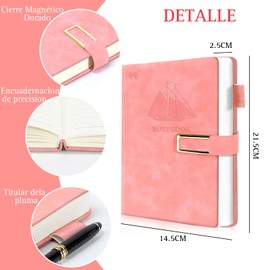 Cuaderno A5,Cuaderno Rayado,Cuaderno con Cierre Magnético, Cada Cuaderno Viene con 180 Hojas/360 Páginas,Piel Sintética Lisa,Apto Para Estudio,Trabajo,Regalo
