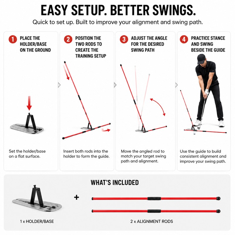 Golf Swing Alignment Trainer for Practice – Adjustable Fiberglass Rod