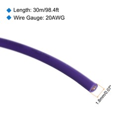 sourcing map 20AWG Wire 20 Gauge Stranded Wire PVC Hookup Wire 30M/100ft Purple, Electrical Wire UL1007 Spool Tinned Copper Wire for Internal Connecting Wire, Marine
