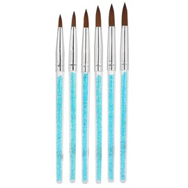 Juego de pinceles de uñas 3D, 6 piezas Pinceles de plumas de uñas DIY Patrón de flores DIY Pincel de pintura Pincel de uñas de nylon con mangos de diamantes de imitación