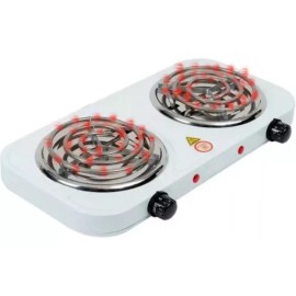 Cuory Parrilla Eléctrica Dos Quemadores Doble Termostato Estufa Color Blanco