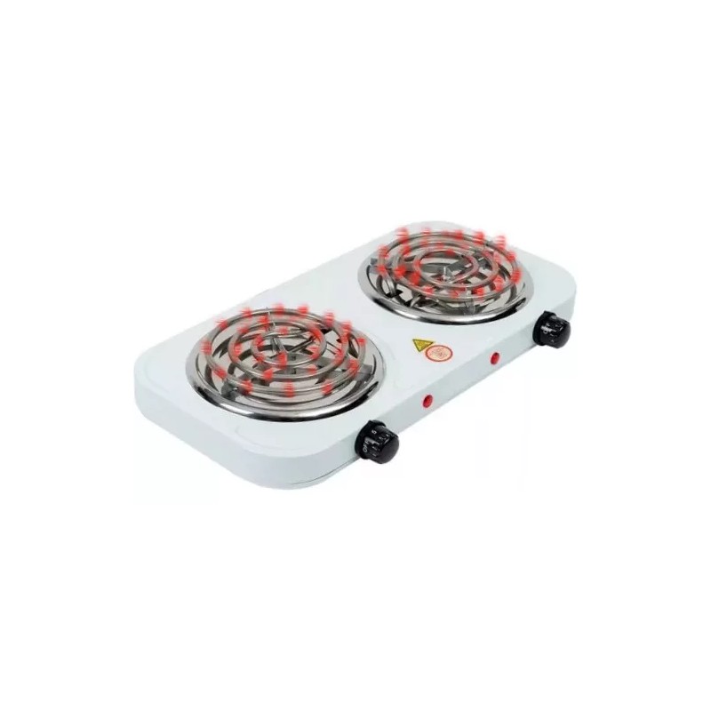 Cuory Parrilla Eléctrica Dos Quemadores Doble Termostato Estufa Color Blanco