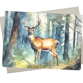 Whitman and Daughter Deer Birthday Card (1 Premium Card, 5X7 Inch) deer woodland animal note card blank for every occasion like vacation thank you, miss you, get well - 1140