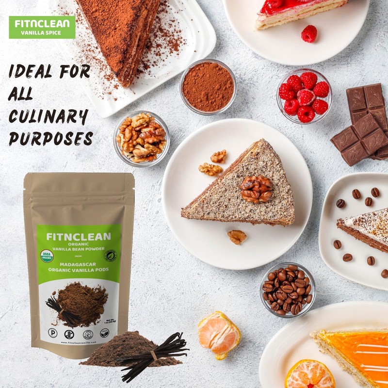 Fitnclean Vanilla Bean Powder Madagascar de 2 onzas de polvo