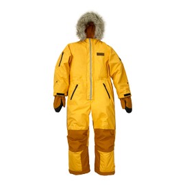 Ruslyn Chickadee Kids Insulated One Piece Waterproof Snowsuit For Toddlers, Youth, Boys & Girls | Jacket, Hood, & Attached Mittens (Gold-6-7)