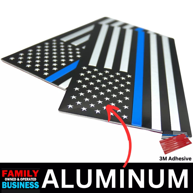 Riley Express 2x ALUMINUM Thin Blue Line Decal Sticker Car,
