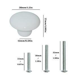 14packs White Ceramic knobs Ymaiss Round Mushroom Cabinet Dresser Vintage pulls Door Handles Drawer Knob Pull Handle Dresser Pulls Cupboard Wardrobe Drawer knobs with Screws