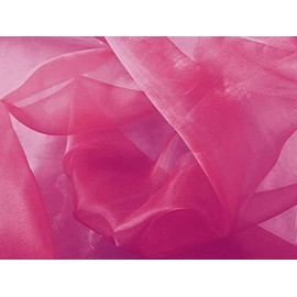 New Creations Fabric & Foam Inc, 60" Wide Polyester Light Weight Crystal Organza Fabric (Fuchsia, 5 Yards)