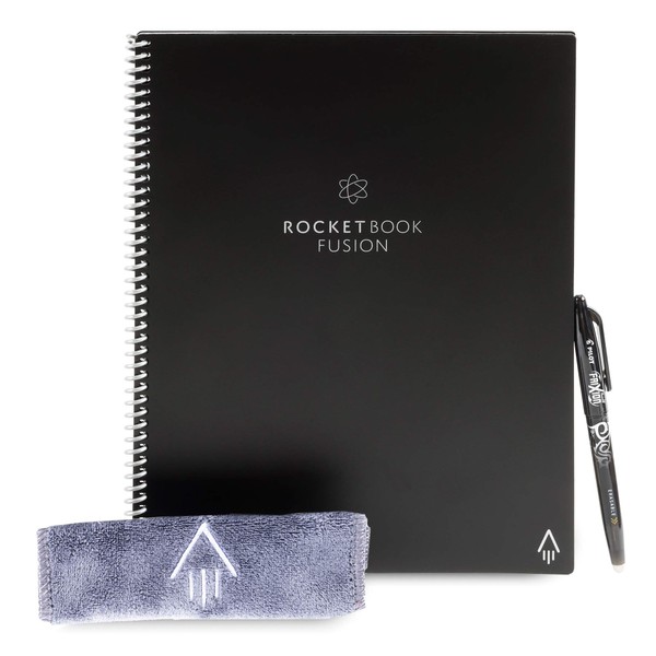 Rocketbook Fusion Fusion Sustainable Smart Notebook for Permanent Use, Sustainable Notebook, Storing Notes and Meeting Minutes in the Cloud (Electronic Notebook, Electronic Notebook, Notepad, Campus Notebook, Learning Notebook, Sketchbook) (Black, Notebo